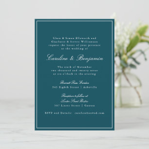 Invitation Site Web du Mariage Turquoise de script de bordure