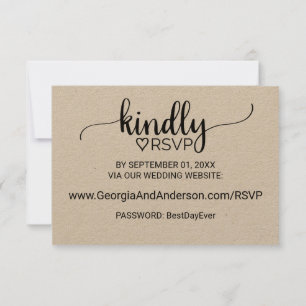 Invitation Site Web Mariage de calligraphie Kraft simple RSVP