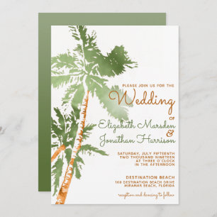 Invitation Site Web Plage Mariage Tropical Copper Palm Trees