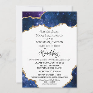 Invitation *~* Site Web RSVP - Mariage AGATE Blue AR13