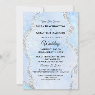 Invitation *~* Site Web RSVP - Mariage Ocean AGATE Blue AR13