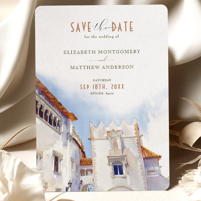 Invitation Sitges Espagne Destination Mariage Sauvegarder la  (Créateur téléchargé)