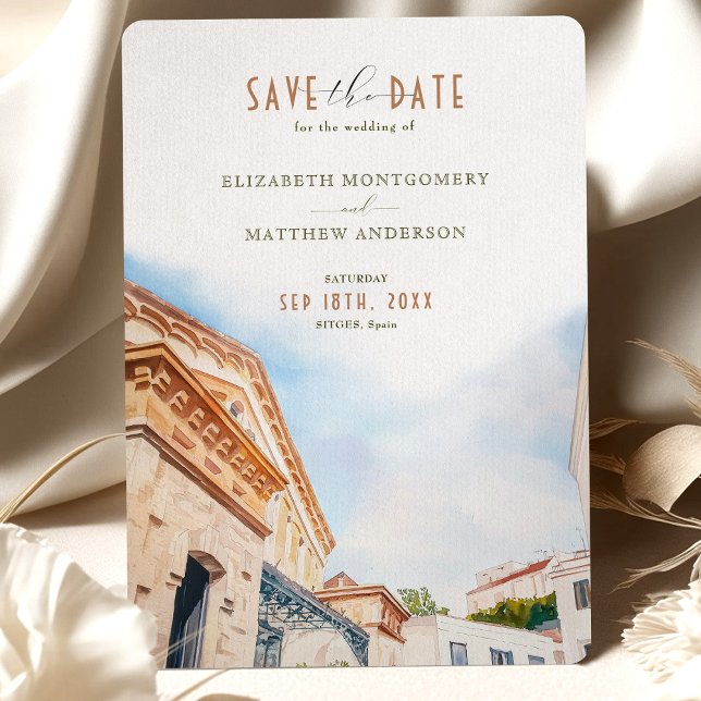Invitation Sitges Espagne Destination Mariage Sauvegarder la  (Créateur téléchargé)
