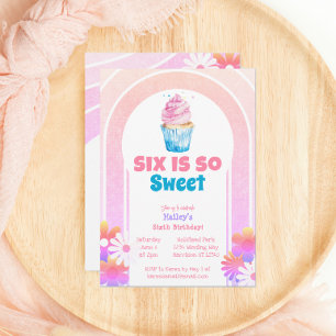 Invitation Six est tellement sucré Cupcake sixième anniversai