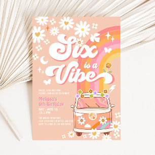 Invitation Six est une fille dans le coup rose pêche daisy 6e