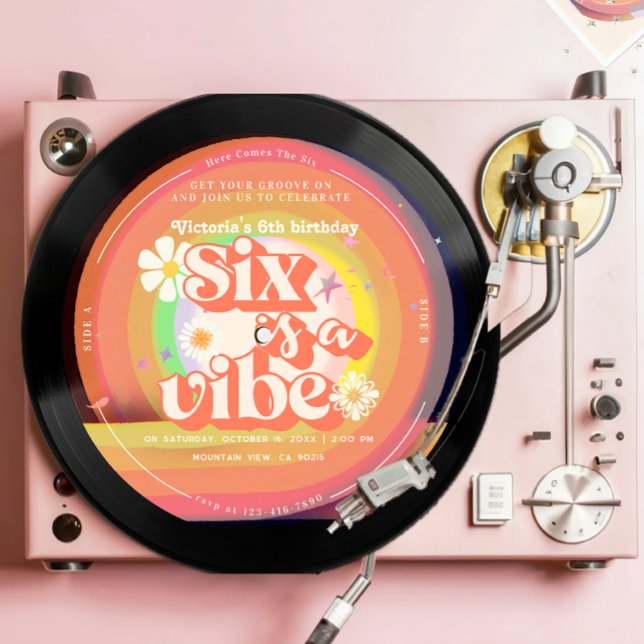 Invitation SIX est une Vibe Super Retro Sunshine Rainbow Dais (Créateur téléchargé)