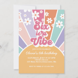 Invitation Six est Vibe Retro Sunshine Rainbow Daisy