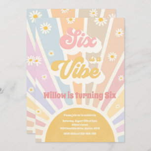 Invitation Six Is A Vibe Boho Sunshine 6e fête d'anniversaire