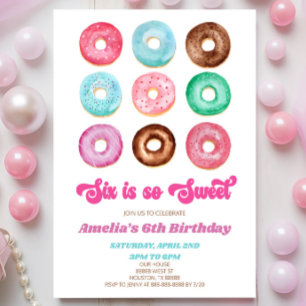 Invitation Six Is So Sweet Donut Sprinke 6e fête d'anniversai