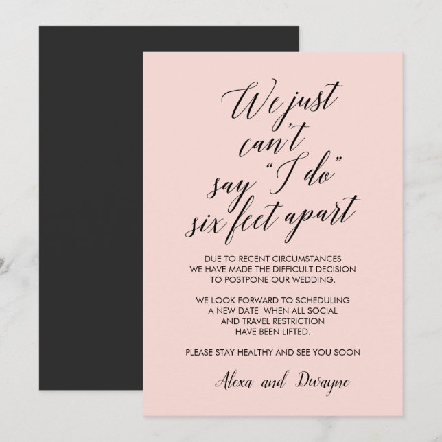 Invitation Six Pieds En Dehors | Mariage reporté annulé (Devant / Derrière)