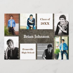 Invitation Six/Sept Photos Cuir - Annonce Grad