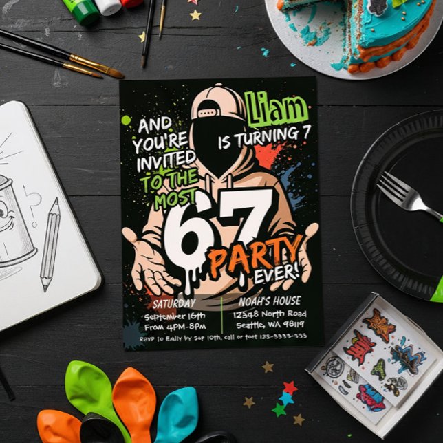 Invitation Six Seven Birthday Invitation, 7th Birthday (Créateur téléchargé)