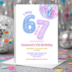 Invitation Six Seven Disco Glam 67 Enfants Fête d'anniversair