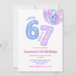 Invitation Six Seven Disco Glam 67 Enfants Fête d'anniversair