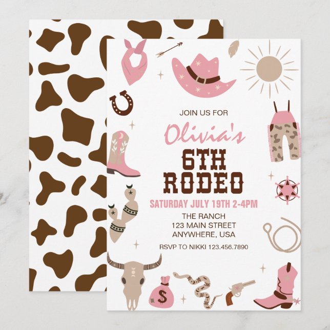 Invitation Sixième Rodéo Rose Occidental 6e Anniversaire (Devant / Derrière)