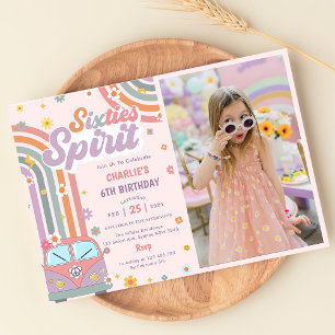 Invitation Sixties Spirit Super Daisy 1er Anniversaire Photo