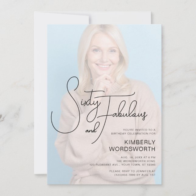 Invitation Sixty and Fabulous Photo 60th Birthday Party (Devant)
