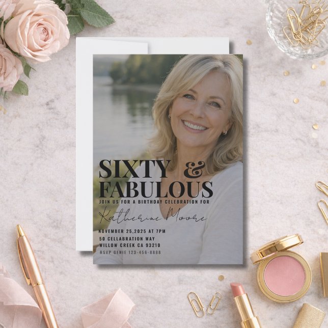 Invitation Sixty and Fabulous Photo 60th Birthday Party (Créateur téléchargé)