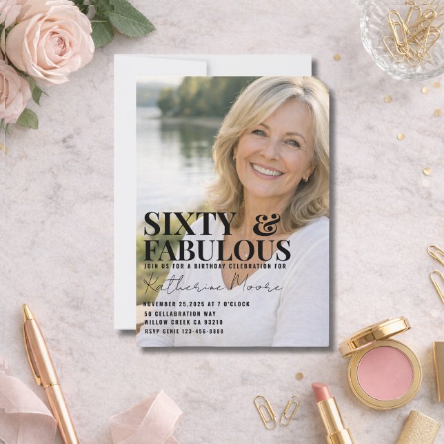 Invitation Sixty and Fabulous Photo 60th Birthday Party (Créateur téléchargé)