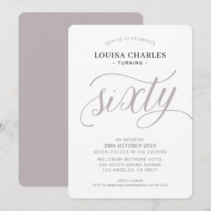 Invitation SIXTY élégant anniversaire chic script moderne cha