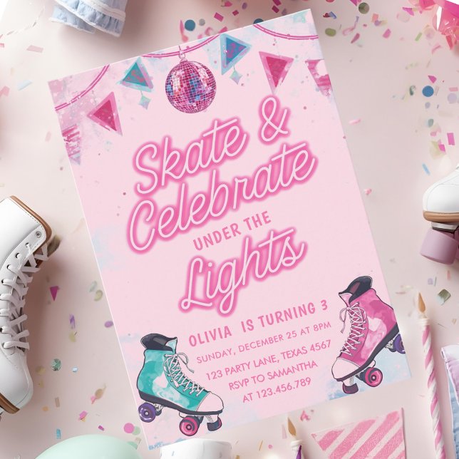 Invitation  Skate & Celebrate Under the Lights Roller Skating (Créateur téléchargé)