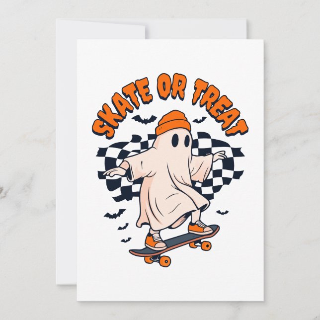 Invitation Skate ou Treat Fantôme Halloween (Devant)