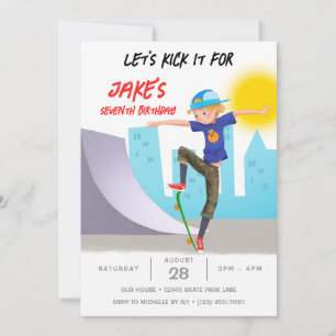 Invitation Skate Photo Skate Park Boy Fête d'anniversaire