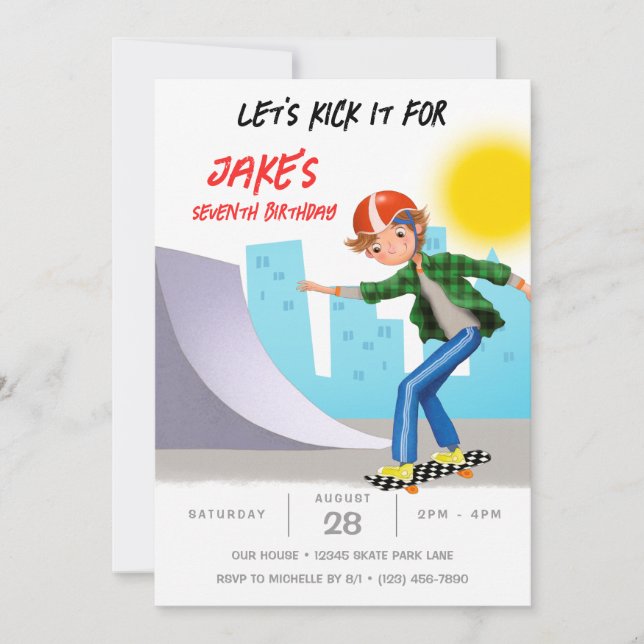 Invitation Skate Photo Skate Park Boy Fête d'anniversaire (Devant)