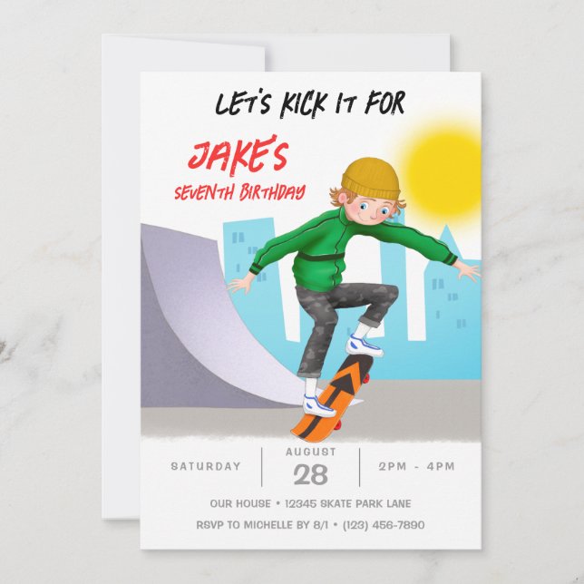 Invitation Skate Photo Skate Park Boy Fête d'anniversaire (Devant)
