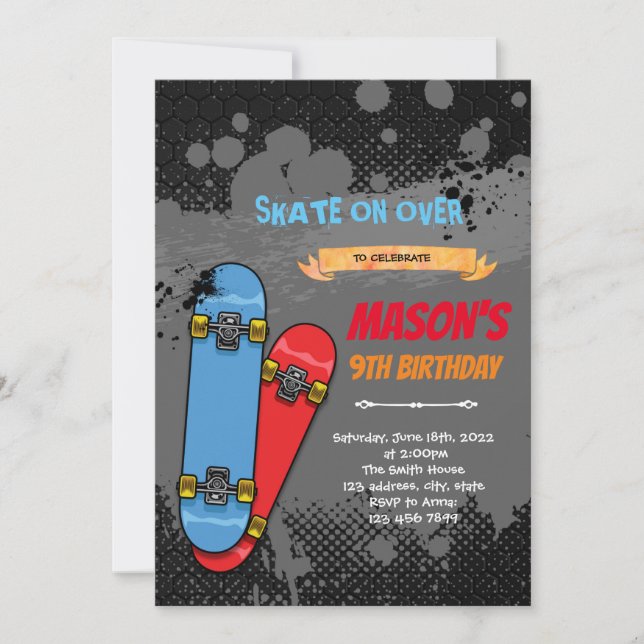 Invitation skateboard (Devant)