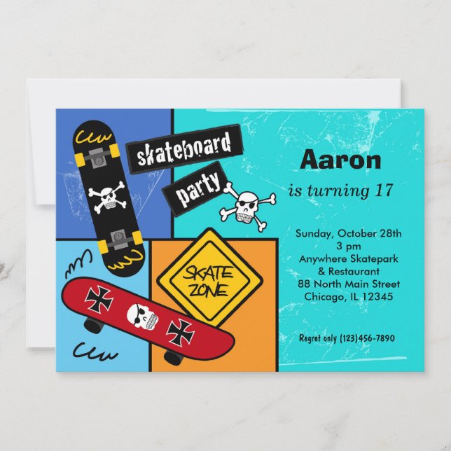 Invitation Skateboard Anniversaire (Devant)