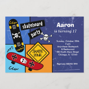Invitation Skateboard Birthday (Navi Blue)