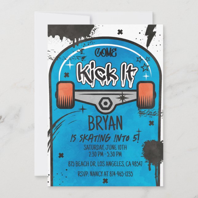 Invitation Skateboard Blue (Devant)