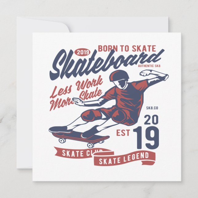 Invitation Skateboard Club Né pour patiner (Devant)