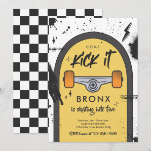 Invitation Skateboard Come Kick It Urban Sport Fête d'anniver