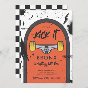 Invitation Skateboard Come Kick It Urban Sport Fête d'anniver