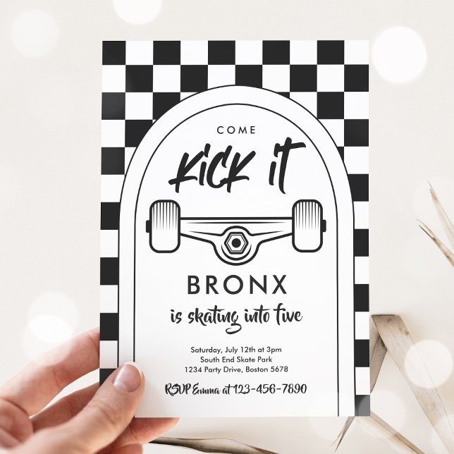 Invitation Skateboard Come Kick It Urban Sport Fête d'anniver (Créateur téléchargé)