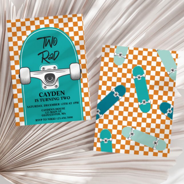 Invitation Skateboard deux rad 2e anniversaire (Créateur téléchargé)