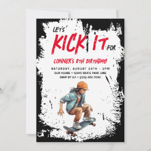 Invitation Skateboard Photo Grunge Skate Boy Anniversday Part