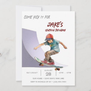Invitation Skateboard Photo Skate Park Boys fête d'anniversai