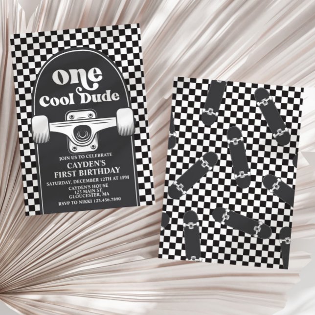 Invitation Skateboard Un Cool Dude 1er Anniversaire Invitatio (Créateur téléchargé)