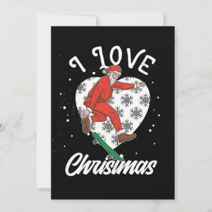 Invitation Skateboardeur Skateboard J'aime Noël