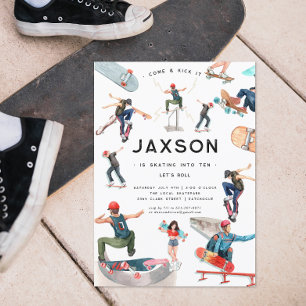 Invitation Skateboards   Patinage fête d'anniversaire