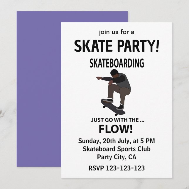 Invitation Skateuse Suivez Le Mouvement Skateboardeur (Devant / Derrière)