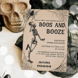 Invitation Skeleton Boos & Booze Adulte Halloween Party