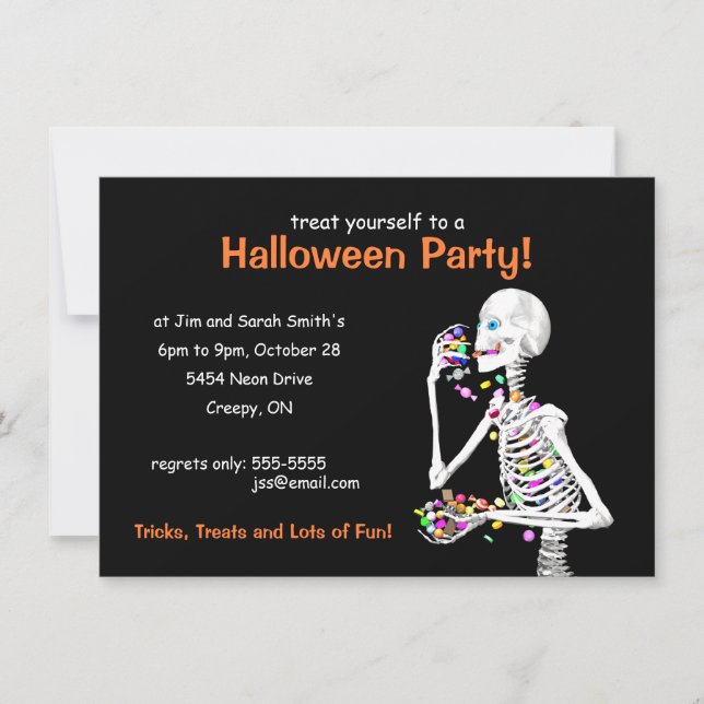 Invitation Skeleton de la fête d'Halloween (Devant)