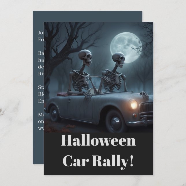 Invitation Skeleton Driver & Navigator Halloween Voiture Rall (Devant / Derrière)