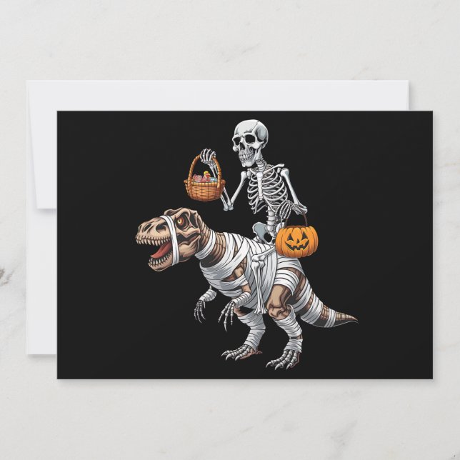 Invitation Skeleton équitation maman Dinosaur T rex Halloween (Devant)