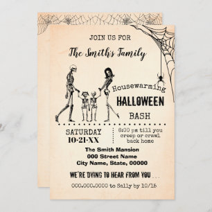 Invitation Skeleton Famille Ménage Halloween Party Bash