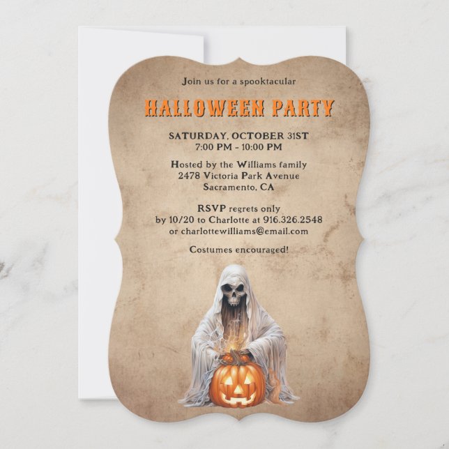 Invitation Skeleton Ghost Jack O’Lanterns (Devant)